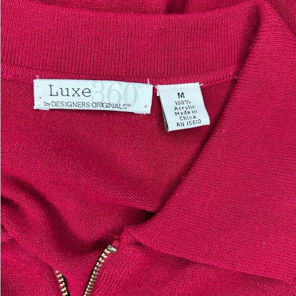 Designers Originals Vintage Luxe 360 Women’s Quarter Zip Pullover Sweater Red M - Picture 6 of 9